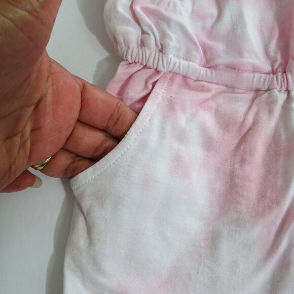 Crown and Ivy Pink Tie Dye Ruffle Romper Shorts Girls Size 4 Summer Pockets - Picture 3 of 8